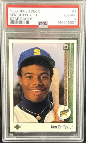 1989 UPPER DECK KEN GRIFFEY JR. #1 ROOKIE (RC) PSA 6 EX-MT (B)