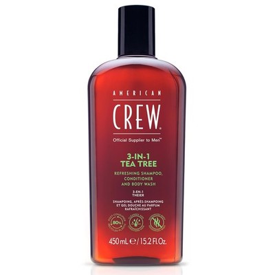 AMERICAN CREW 3-in-1 Tea Tree Shampoo Conditioner Body Wash Männer Pflege 450ml