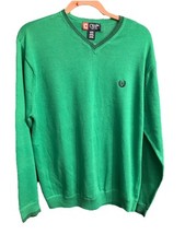 Vtg Chaps Mens Green V-Neck Sweater Vest Size M Cotton Spring Summer Golf