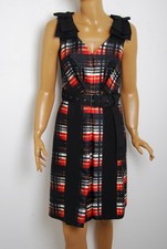 Prada Women Multicolor Dress Wool Silk Checkered V-Neck Belted Sundress Sz IT 40