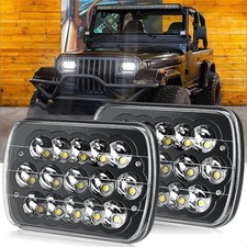 Combo For 1987-1995 Jeep Wrangler Yj Pair 7x6 5x7 Led Headlights Hilo Beam