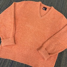 Robert Bruce V-Neck Sweater Mens XL Orange Excellent Vintage Wool Blend USA Made