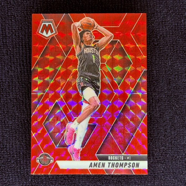 Amen Thompson - 2024-25 Mosaic Basketball - Rockets - #10 - Red Mosaic Prizm