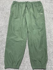 Lacoste Track Pants Mens 7 2XL Green Drawstring Mesh Lined Jogger Zip Ankle