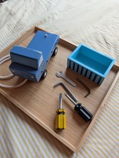 Pull Along Wooden Truck and Tool Kit with Screwdrivers Wrench Woodworking