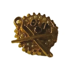 10k Gold THETA TAU Engineering Fraternity Seed Pearl Garnet Member Pin 2007