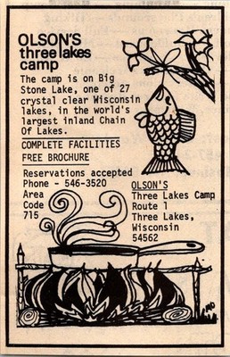 Olson's Three Lakes Camp On Big Stone Lake Three Lakes WI 1974 Ad TAK6-S94
