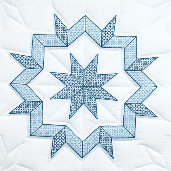 Jack Dempsey Stamped White Quilt Blocks 18"X18" 6/Pkg-Kaleidoscope Star