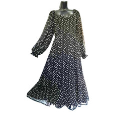 Lulus Dress size M Black White floral long knee length open back NEW NWT a-line
