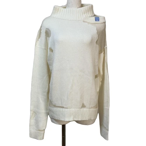 Auth Maison MIHARA YASUHIRO Maglione donna panna acrilico cotone cupro