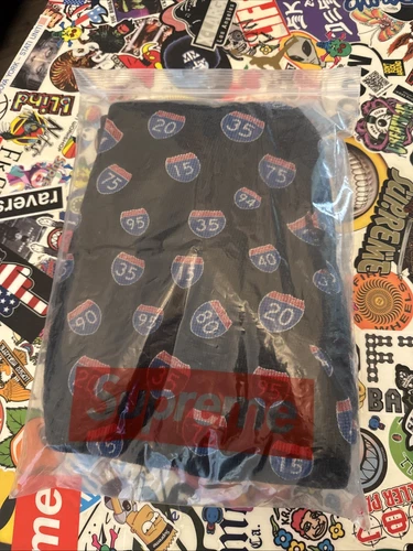 Gaufre thermique en coton Supreme Interstate « noir » homme taille XL neuve avec étiquette