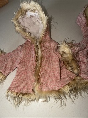 2 Vintage Duck House Knit Hooded Coats Faux Fur Beaded Detail Gorgeous Read