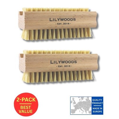 Lilywoods extra robuste Holznagelbürste starker Kaktus 2-seitige Borsten Doppelpack