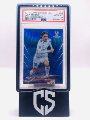 2017 Topps Chrome UCL Luka Modric Blue Refractor /150 PSA 10 Real Madrid