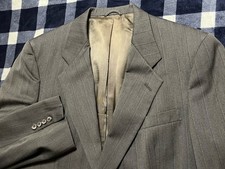 Vintage Christian Dior Monsieur Blazer 42R Striped 2 Button Wool Sport Coat Gray
