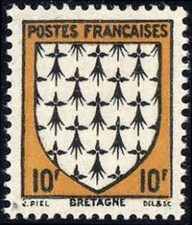 France num Yvert 573 ** MNH Armoiries Bretagne Année 1943