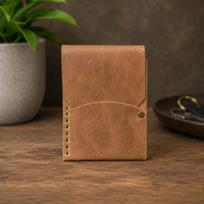 Handmade Full Grain Leather Minimalist Wallet Slim Front Pocket Card Holder Cash