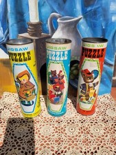 vintage Set Of 3 jigsaw puzzles in tube packaging Completed 50 Pieces Each
