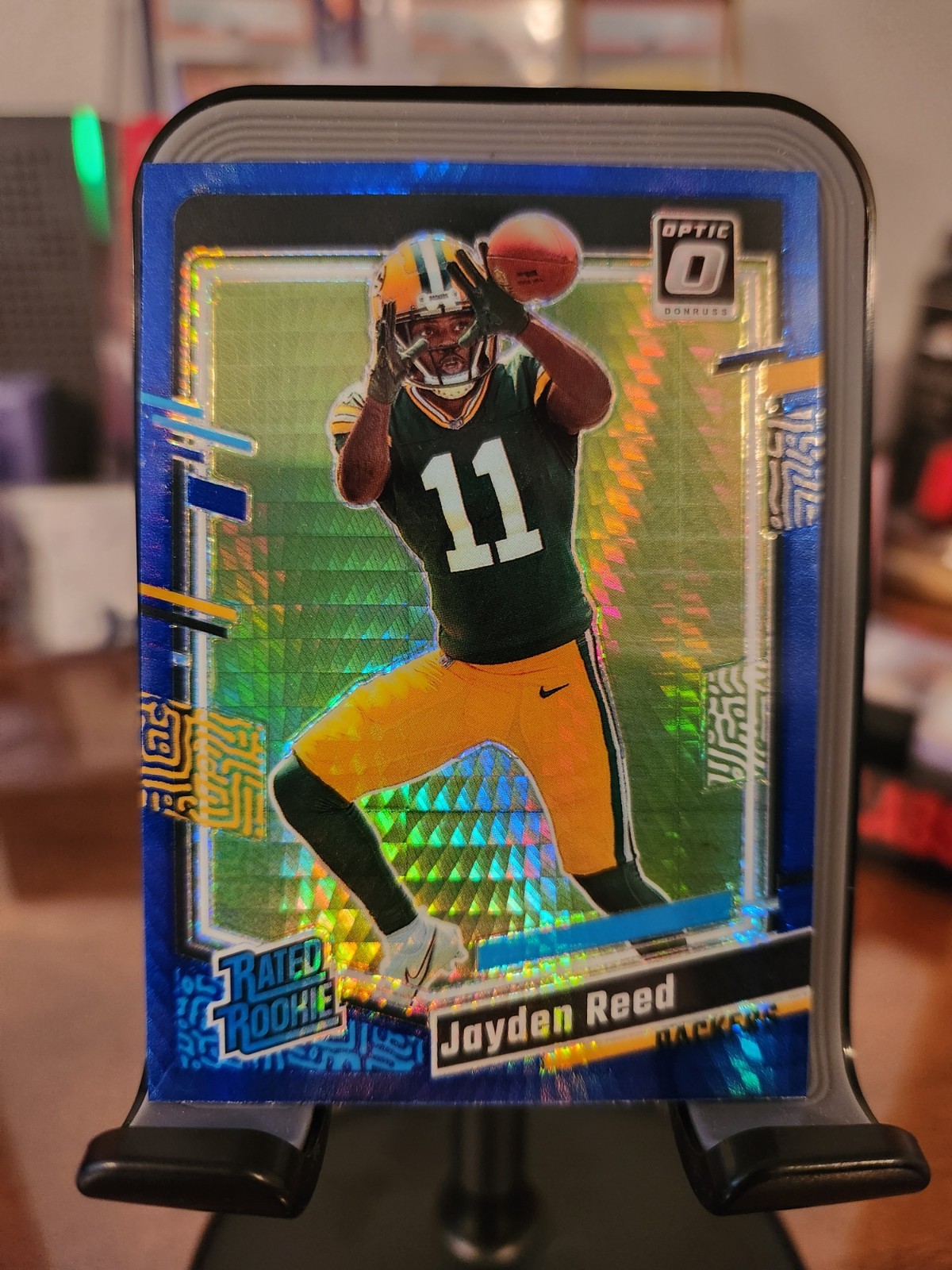 2023 Panini Donruss Optic - Rated Rookie Jayden Reed #239 Blue Hyper Prizm (RC)