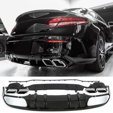 F&Uuml;R MERCEDES C-KLASSE A205 C205 DIFFUSOR + AUSPUFFBLENDEN 2x2 (CHROM) AMG OPTIK