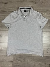 Calvin Klein Men's Polo Shirt XL Gray White Textured Pique Short Sleeve