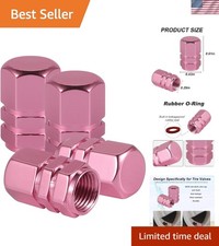Aluminum Dustproof Tire Valve Caps in Pink - Fashionable Protection for Vehicles