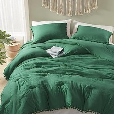 Emerald Green Full/Queen Comforter Set - Boho Aesthetic Bedding with