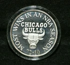 1996 Chicago Bulls Most Win 72-10 Season NBA .999 Silver Limited 1oz Round w box