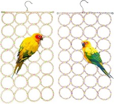 2 Packs Parrot Swing Hanging Toys, Bird Climbing Rope Net Ladders Small Mediu...