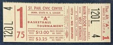 1975 MINNESOTA STATE HIGH SCHOOL BOYS BASKETBALL TOURNAMENT TICKET STUB TOUGH