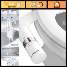 Non-Electric Bidet Toilet Attachment - Dual Nozzle Cold Water Spray, Adjustable