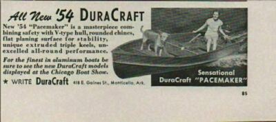 #ad #ad 1954 Print Ad DuraCraft Pacemaker Boats V Type Hull MonticelloAR $9.43