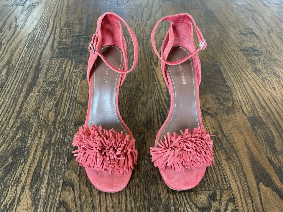 Donald J Pliner Shayla Flecos Gamuza Coral Plataforma Tacones Para Mujer EE. UU. Talla 10 M Foto 3 de 4
