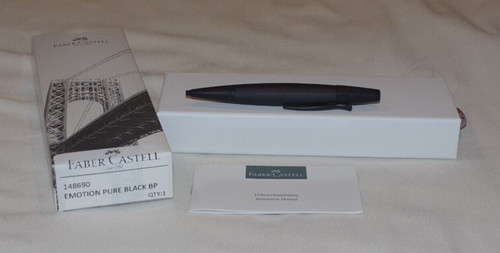 Faber Castell Ballpoint Pen E-Motion Pure Black Anodised Aluminium Barrel 148690