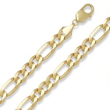 10kt Solid Yellow Gold Figaro Curb Link Mens Chain Bracelet 9" 30 Grams 12 MM