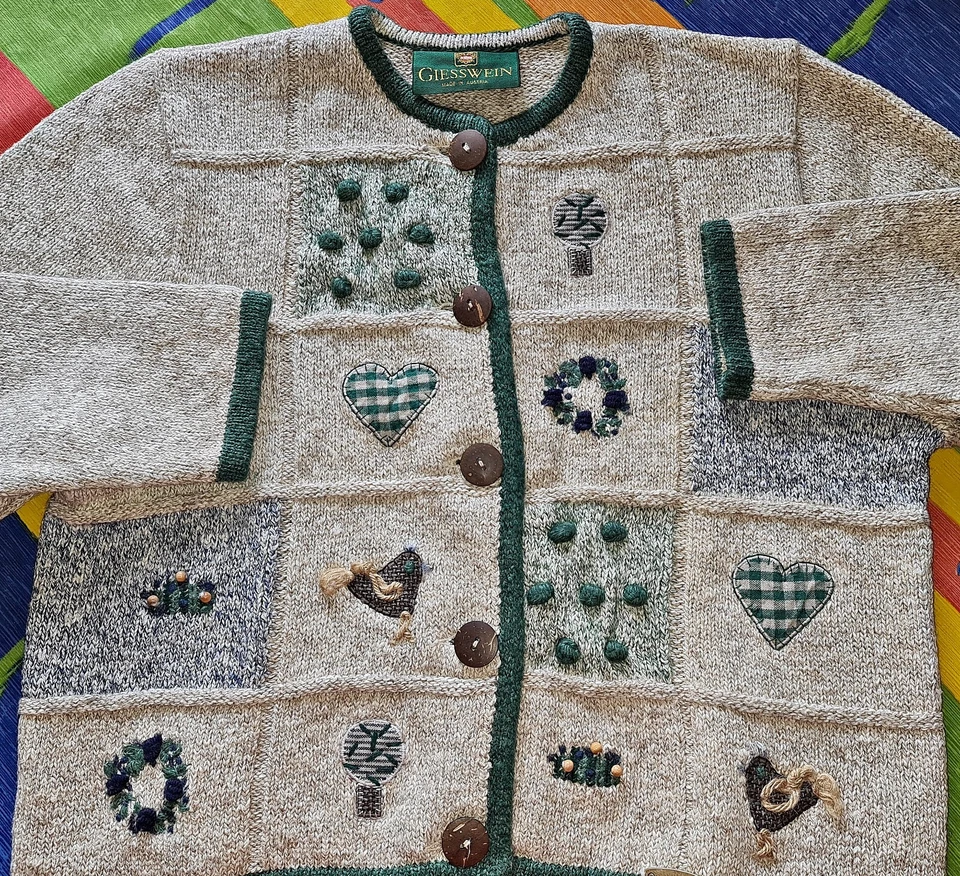 CARDIGAN VINTAGE GIESSWEIN TRACHTEN TIROL OKTOBERFEST DIRNDL MUJER: US10/EU 38 Foto 4 de 4