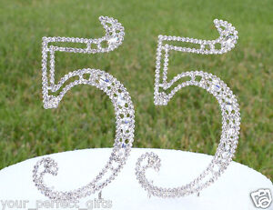 1 Rhinestone Crystal Silver Wedding Table Number Birthday Cake Topper Cupcake 