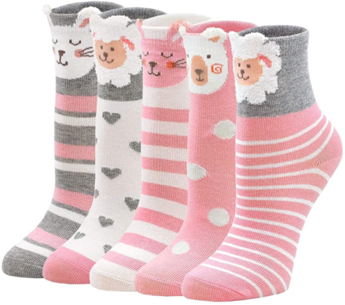 Girls Socks Soft Cotton Novelty Animal Pattern Funny Cute Ankle Socks for Toddle
