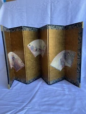 Gold Screen Mini Divider Asian Art Decor Zen Japan Folk Oriental History Vintage