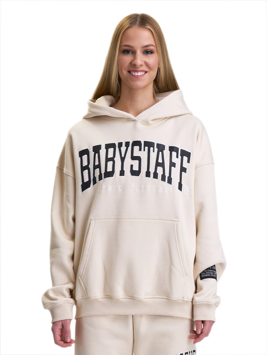 SACAI Babystaff College oversize felpa con cappuccio donna maglione donna crema Amstaff