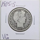 1905-S 50C Barber Liberty Head Half Dollar in VG Condition #3622