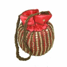 Traditional Ethnic Work Silk Potli Bag, Pink Rare 1 Pc