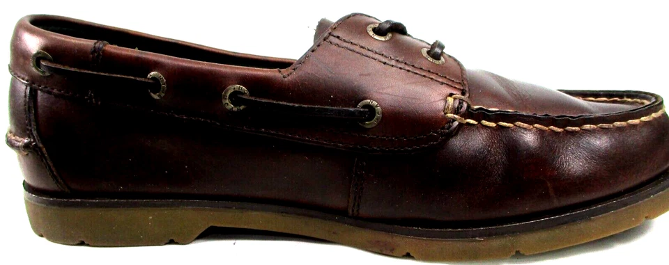 Thom McAn Men Boat Deck Leather Shoes Brown Leather Lace Cushion Insole Brown - Image 4 of 4