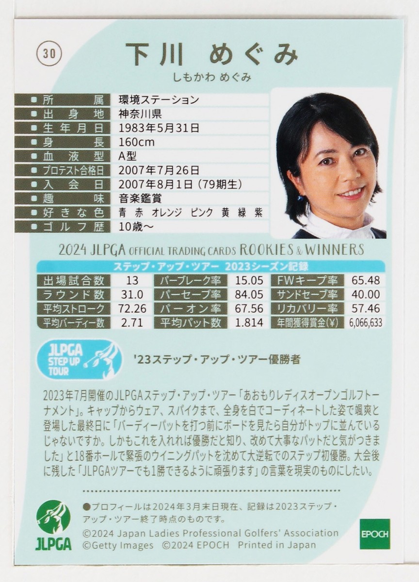 MEGUMI SHIMOKAWA - 2024 JLPGA ROOKIES＆WINNERS Women's