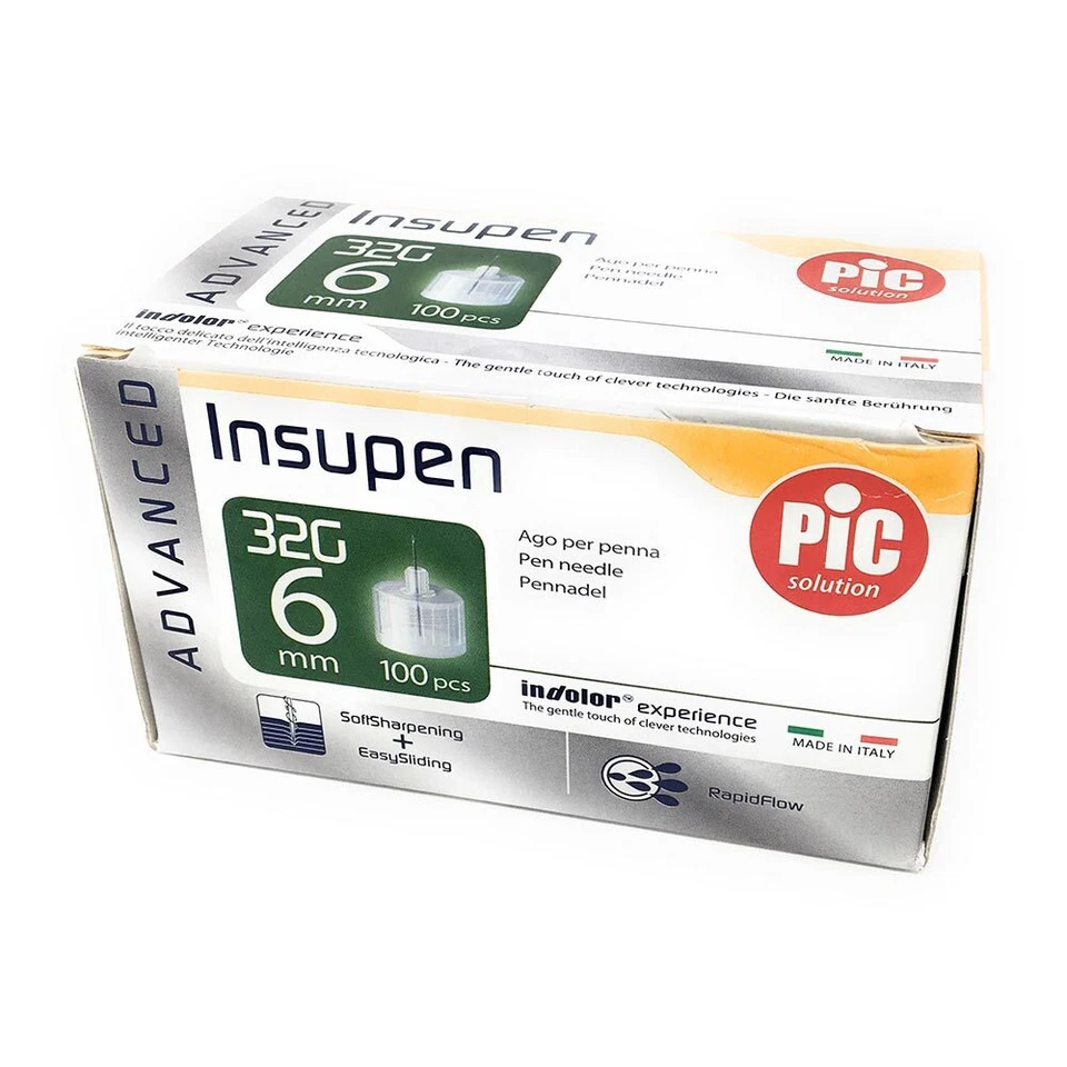 Pic Insupen Advanced Ago Penna Insulina Misura 32G 6mm, 100 Pezzi