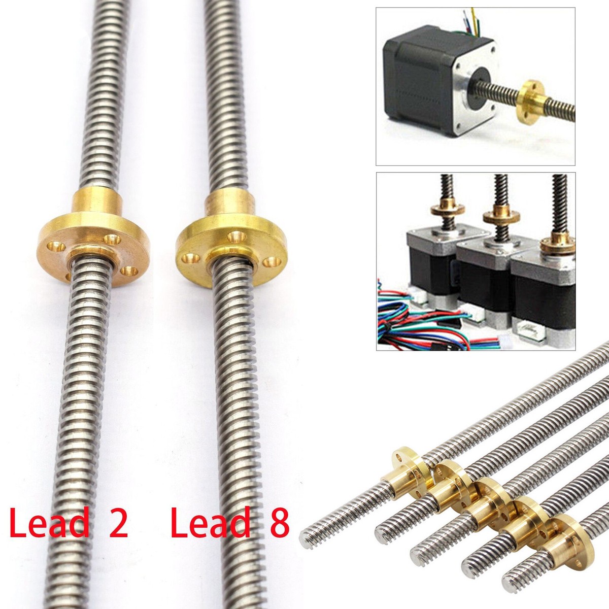TOP-VIGOR 2Pcs T8 Threaded Rod Lead Screws, 200mm Length 8mm