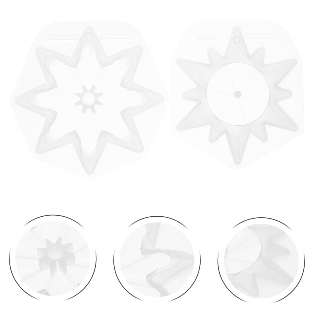 2 Pcs Decor Fake Snow Glitter Resin Snowflake Mold Christmas Tree Craft