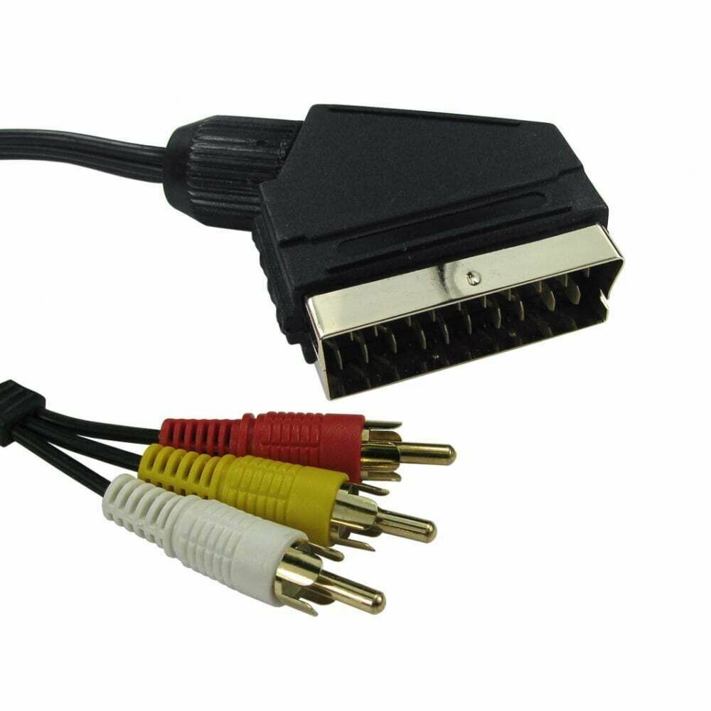 21 Pin SCART to Three Phono RCA Video Audio Cable Lead - Main Image