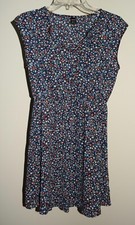 Womens Shein Mini Dress XS Blue Floral Sleeveless Sundress
