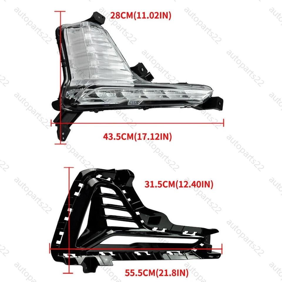 Left & Right For 2018 2019 Hyundai Sonata LED Fog Light DRL Lamps & Cover Bezels - Image 2 of 4